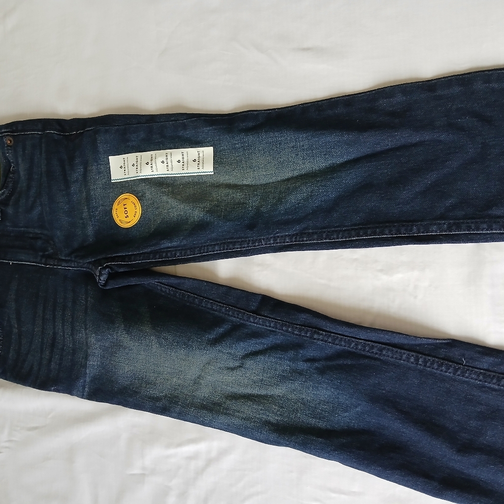 Cat & Jack Straight Dark Wash Girls Jeans Size 12  Stretch NWT - Picture 5 of 7